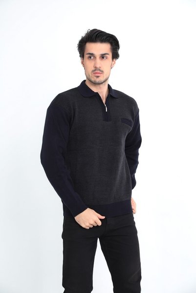KMKkombin Dad Zipper Collar Autumn - Winter Thick Men's Sweater