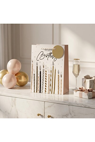 Ornament24 Punga pentru cadou aniversara Happy Birthday, model cu lumanari si...