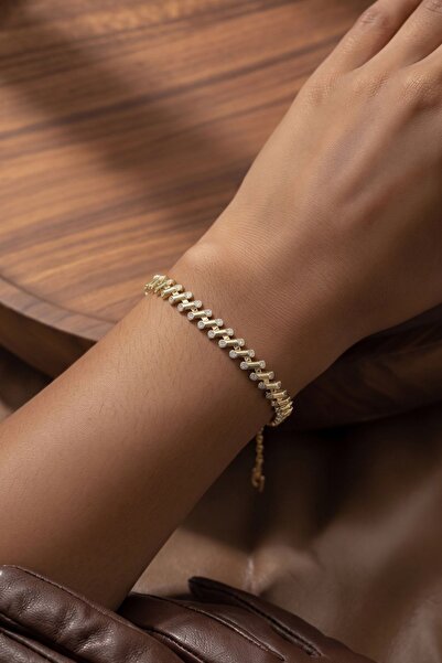XUPING JEWELRY Altın Kaplama Zirkon Taşlı Sıralı Bileklik