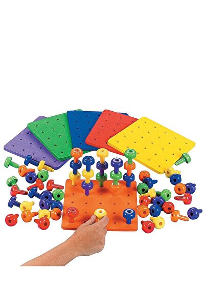Qadro Montessori Peg Board Set Toy, Stackable Pegboard Game, Sorting & Stacki...