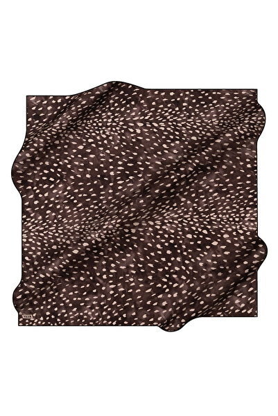 Aker Kahverengi 90X90 İpek Krep Saten Eşarp