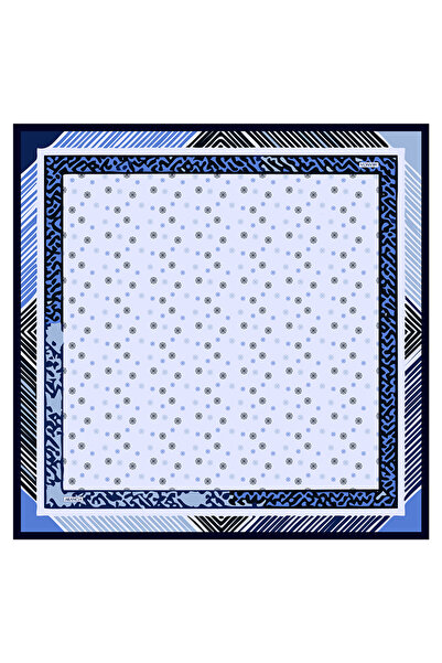 Arancia وشاح حريري أزرق مقاس 90×90