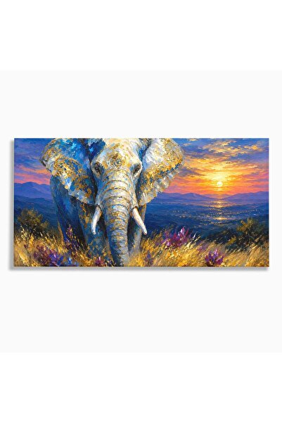Luxcanva Tablou Canvas Elefantul La Apus 140x70 cm pe Sasiu Lemn Elefant Apus...