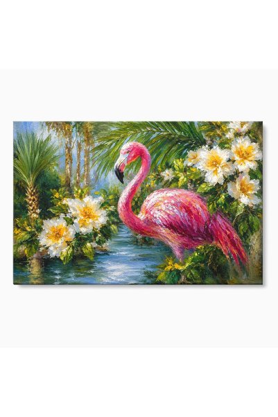 Luxcanva Tablou Canvas Flamingo Tropical 70x50 cm pe Sasiu Lemn Flamingo Trop...