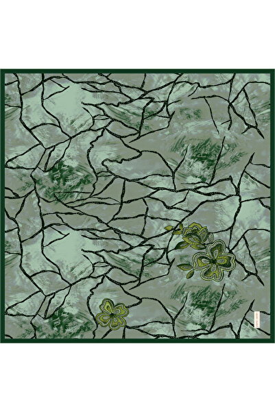 Pierre Cardin Green 90X90 Silk Crepe Satin Scarf