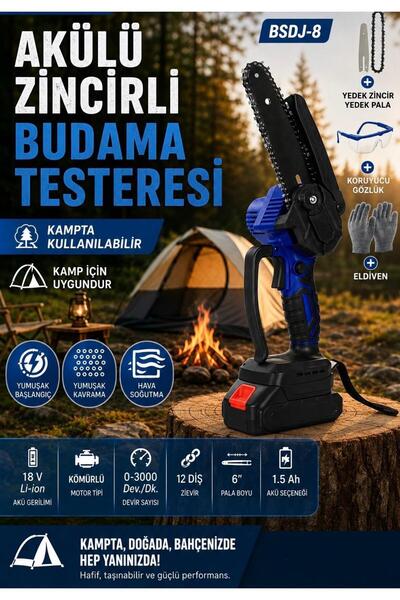 MRSMAXX 1800v Turbo Çift Akülü Çift Zincirli Dal Kesme Budama Testeresi