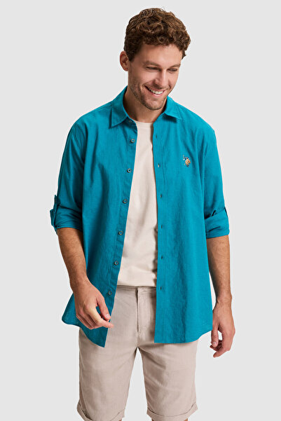 U.S. Polo Assn. قميص بترول رجالي أساسي بأكمام طويلة 50320262-VR102