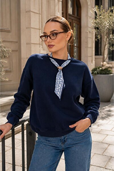 ŞİMAL Kadın Fular Detaylı Oversize Sweatshirt 265128 -