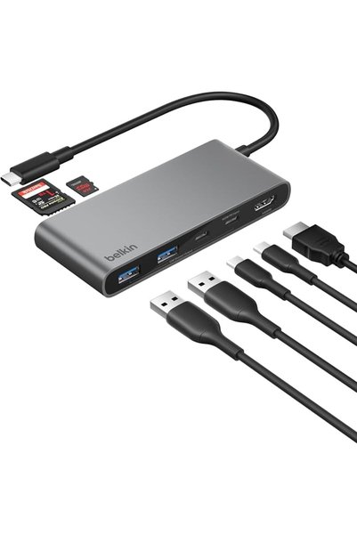 Belkin Limited موزع يو إس بي سي من بيلكن، موزع بـ 7 منافذ مع شاشة عرض HDMI بد...