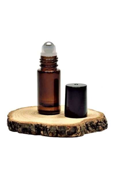 OEM Flacon roll-on din chihlimbar, capac din plastic negru, 5ml