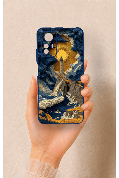 Vip Case Redmi Note 12S Uyumlu Deniz Feneri Desenli Silikon Kılıf
