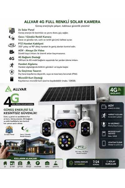 ALLVAR 4G FULL RENKLİ SOLAR KAMERA