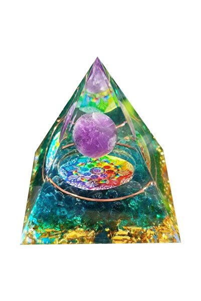 JeiibrZui Piramidă decorativă din orgonit, JeiibrZui, Rășină/Cristal, Reducer...