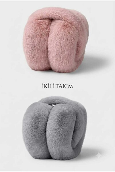 Betülce Kadın 2'li Takım Peluş Kışlık Kulaklık Yumuşak Dokulu