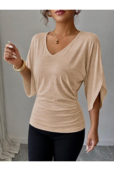 Lucky Line Tifanny Women's V-Neck Lycra Viscose Blouse, Draped Stylish and Co...