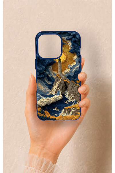 Vip Case iPhone 13 Pro Uyumlu Deniz Feneri Desenli Silikon Kılıf