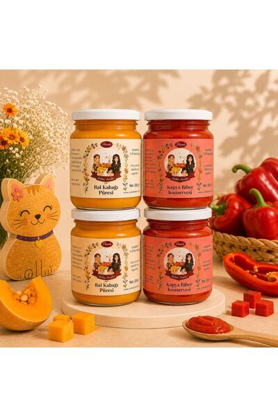 ÜRETEN ANNELER 4'LÜ PAKET ( 2X200 GR BAL KABAĞI PÜRESİ-2X200 GR KAPYA BİBER P...