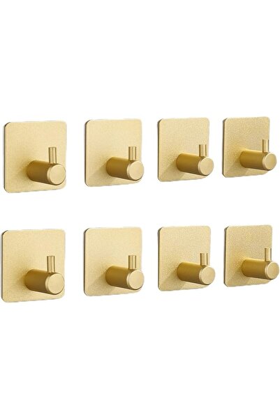 HONPOLO Wall Hooks Heavy Duty 8 Pack Adhesive Hooks Stainless Steel Hangers N...