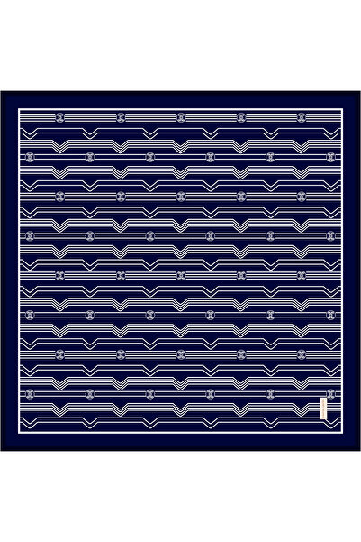 Pierre Cardin Navy Blue 90X90 Silk Crepe Satin Scarf