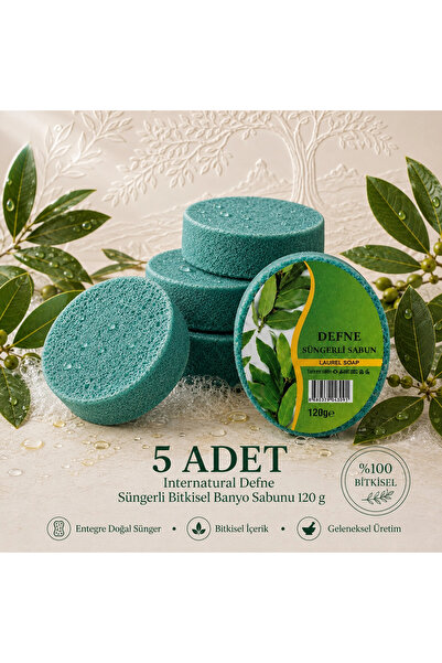 Dermolive Internatural Laurel Sponge Herbal Bath Soap 5-Pack (5 X 120 g)