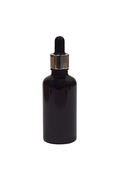 Bottle Negru cu pipetă, capac argintiu pentru pipetă/cauciuc negru, 50ml