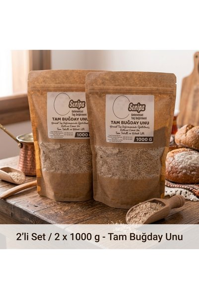 Senipa Katkısız Yöresel Tam Buğday Unu 2'li Paket - Yüksek Lifli Esmer Ekmeklik Un (2 kg)