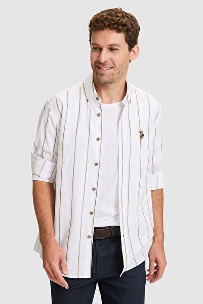 U.S. Polo Assn. Men's Khaki Long Sleeve Shirt 50326426-Vr027