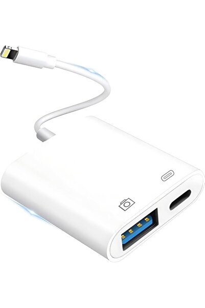 GENERAL Lightning to USB Camera Adapter for iPhone with Lightning Charging Po...