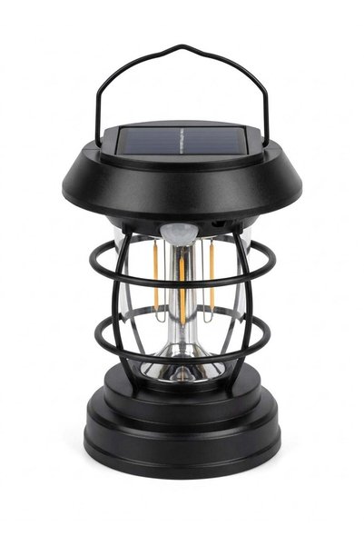 COBA مصباح شمسي خارجي مع مستشعر حركة، إضاءة LED قوية بتصميم فانوس كلاسيكي، مقاوم للماء، شحن شمسي + USB-C، مثالي للحدائق والمداخل والتخييم
