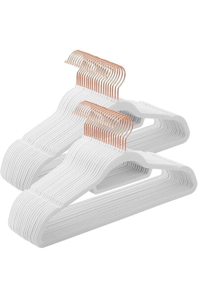 SONGMICS Velvet Hangers, Set of 50 Clothes Hanger with Rose Gold Swivel Hook,...