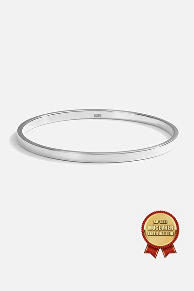 MEKS JEWELS 925 Ayar Gümüş 4 mm Yatırımlık Ray Bilezik