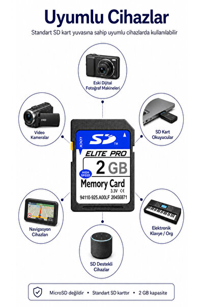 ULTRATEKNO Elite Pro 2GB SD Hafıza Kartı Korg PA500TR M50 Eski Fotoğraf Makinesi Kamera İçin