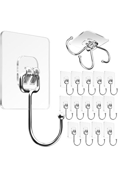 Lonimia Large Adhesive Utility Hooks, Waterproof Transparent Wall Hooks for H...