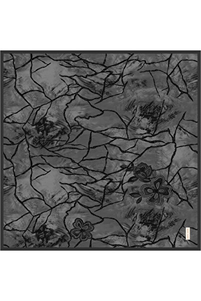 Pierre Cardin Gray 90X90 Silk Crepe Satin Scarf
