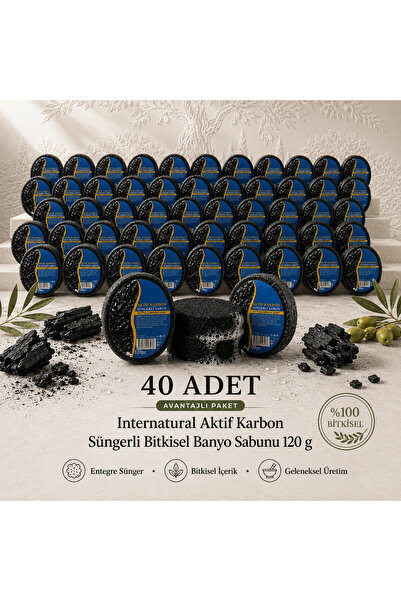 Dermolive Internatural Activated Carbon Sponge Herbal Bath Soap 40 Pack (40 X...