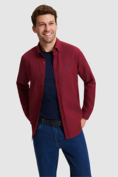 U.S. Polo Assn. Men's Burgundy Long Sleeve Basic Shirt 50324708-Vr014
