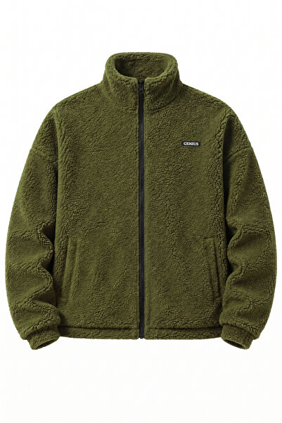 GENIUS STORE Oversize Plush Men's Fleece Lined Full Zip Sherpa Autumn Winter ...