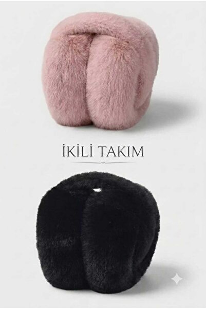 Betülce Kadın 2'li Takım Peluş Kışlık Kulaklık Yumuşak Dokulu