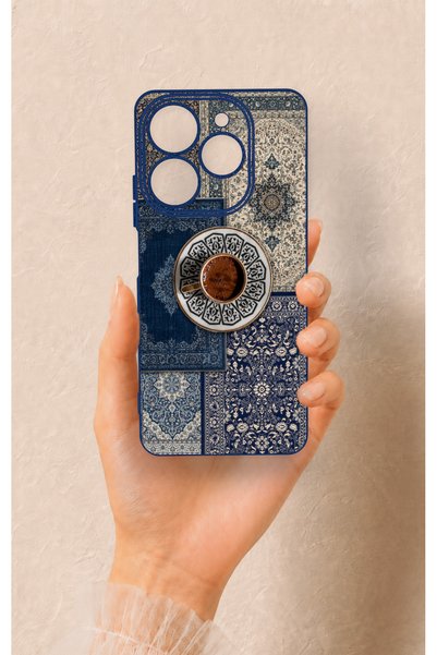 Vip Case Tecno Spark 10 Pro Compatible Turkish Coffee and Kilim Patterned Sil...