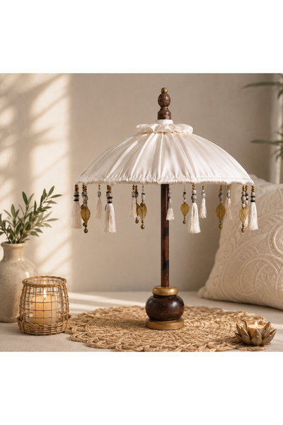 Missidea El Yapımı 65x45 cm Masaüstü Dekoratif Bali Şemsiyesi