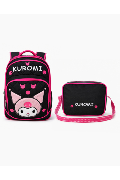 mikeonscosmetics 2-Piece Girls' School Bag Set - Embossed Plush Detailed Elem...
