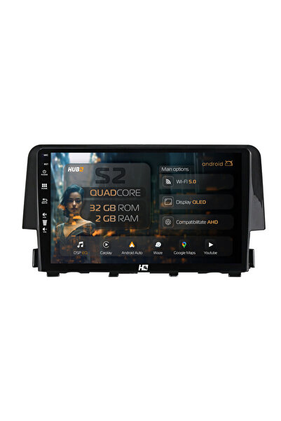 HUB64 Navigație Android Honda Civic X / Sedan (2015-2021), 9 inch, 2GB RAM, C...