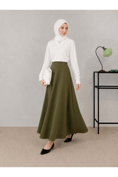 unika boutique Γυναικεία φούστα σκούμπα με ελαστική μέση και φαρδιά γραμμή