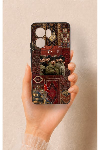 Vip Case غطاء سيليكون متوافق مع هاتف أوبو رينو 13F بنمط بوزكورت وأتاتورك