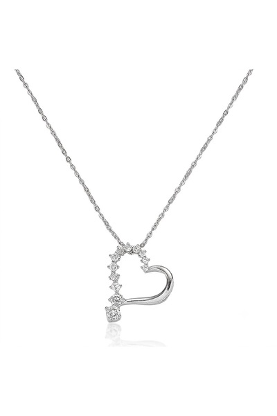 Peach Jewelry Γυναικείο Κολιέ Από Χάλυβα Τιτανίου Καρδιά Με Ζιργκόν