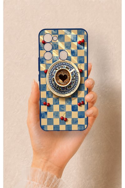 Vip Case Tecno Spark 8C Compatible Heart Coffee Pattern Silicone Case