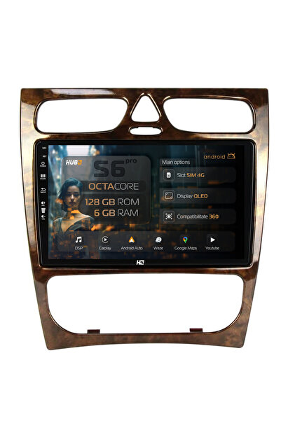 HUB64 Navigație Android Mercedes-Benz Clasa C (W203) (2002-2004), 9 inch, 6GB...