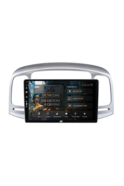 HUB64 Navigatie Android Hyundai Accent (2006-2011), 9 inch, 6GB RAM, CarPlay ...