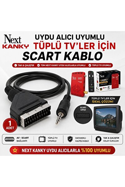 Next Kanky Uyumlu AV SCART Kablo – Tüplü TV Uydu Alıcısı Bağlantı Kablosu, 3....