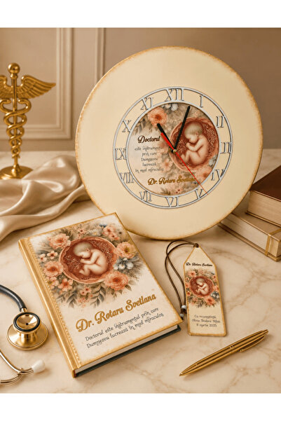 mixartstudiobym Set cadou personalizat pentru medic ginecolog, 3 piese